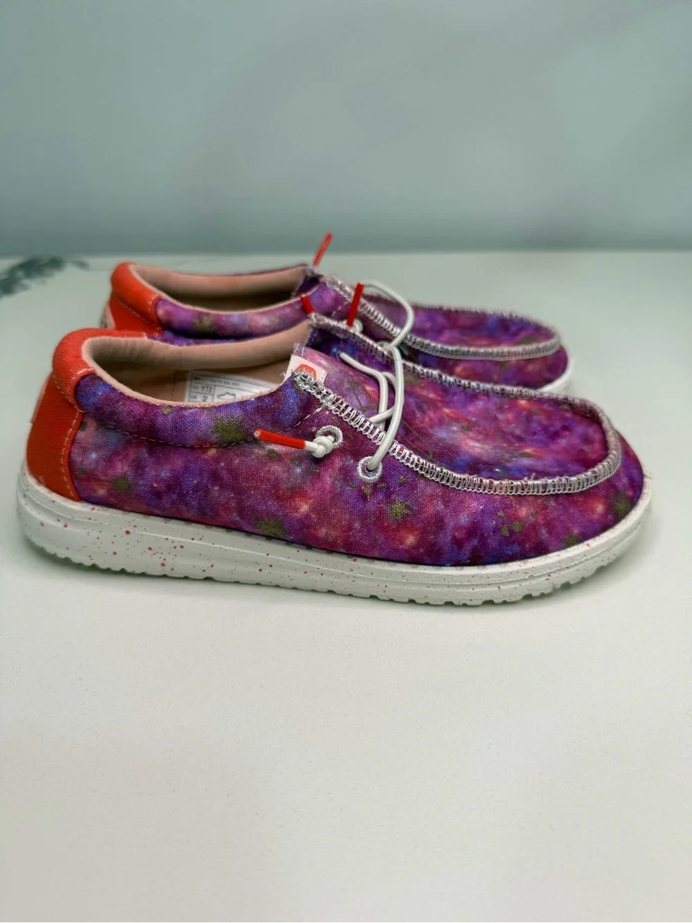 Hey Dude Wally Youth Shoes Pink Galaxy Size Youth 2  Slip-On Causal